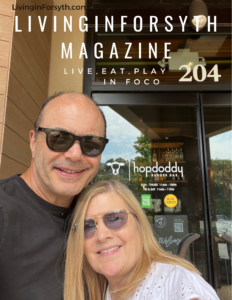 Mike and Lori at Hopdoddy in FOCO Lori and Mike Publishers of Living in Forsyth Magazine