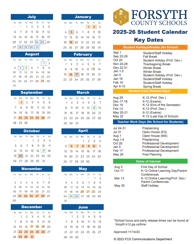 Schoolin' Around 3 Forsyth county school calendar