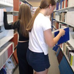 two teens at Denmark Library in Forsyth County